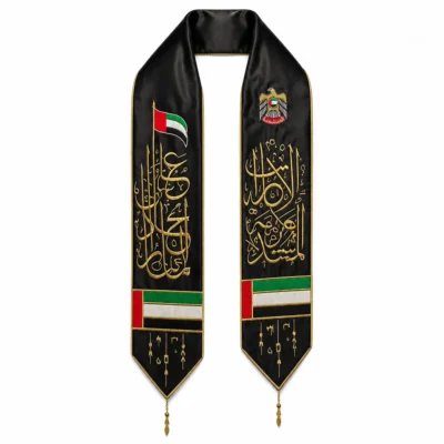 UAE National Day Gold Calligraphy Embroidered Scarf